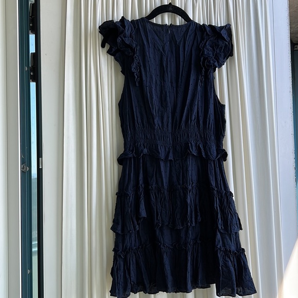 DO + BE - size medium - easy navy blue ruffled sleeveless summer dress - Picture 4 of 7